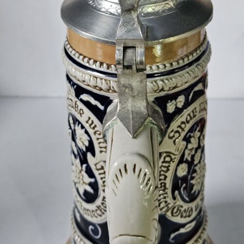 Olympia Beer Tumwater Stein Horse Shoe 9 3/4" Tall Ceramarte Brazil Pewter Lid - Picture 11 of 12