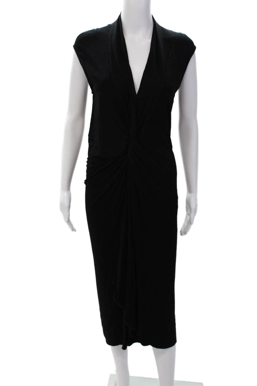 SAINT LAURENT (YSL) Abito donna Yves Saint Laurent scollato senza maniche scollo a V linea A nero taglia 42
