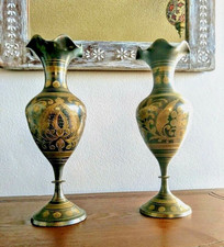 Pair of Beautiful Hand Crafted Brass Vases - 24 cm each
