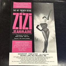Vintage Playbill Flyer Zizi Jeanmaire - Pre-Broadway Handbill Tryout Flyer 1964