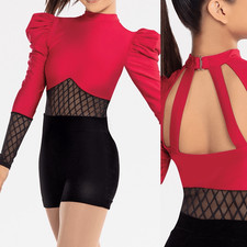 Revolution solo red black velvet biketard ZERO TO SIXTY RC22732 LC-large child