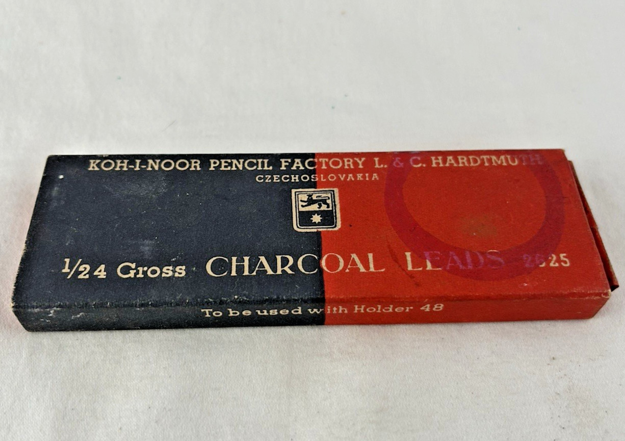Vintage Package of Koh-I-Noor L & C Hardtmuth Charcoal Leads OPEN/USED