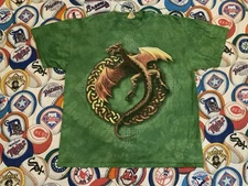 Vintage 2003 The Mountain T Shirt Men's Green Dragon XL Leather Tag