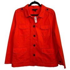 NWT Talbots Montauk Twill Utility Jacket Womens XL Petite Tomato Red Cotton