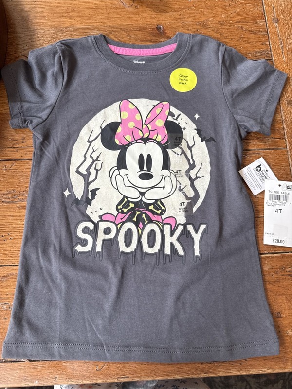 GIRLS SIZE 4T MINNIE MOUSE "Spooky" HALLOWEEN TEE SHIRT NWT
