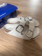 Birkenstock Women s White Leather Slide Sanda...