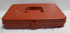 Vintage Wilson MFG Corp Sewing Box Thread Organizer Burnt Or ange 13"x8.25"X2"