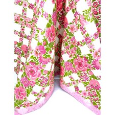 Vintage Pink Floral Blanket with Silky Trim Blanket Size Twin / Full 72" x 86"