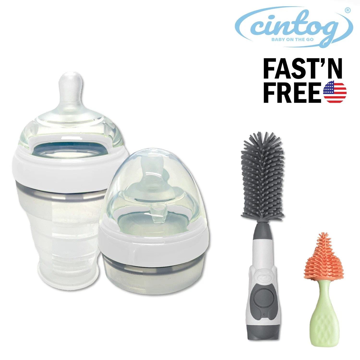 2 Pack Collapsible 6oz Baby Bottle Soap Dispensing Brush Set BPA Free
Opens in a new window or tab