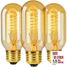 3 Pack Vintage Edison Light Bulbs 60W, E26 Base Dimmable, T45 60w-3PCS
