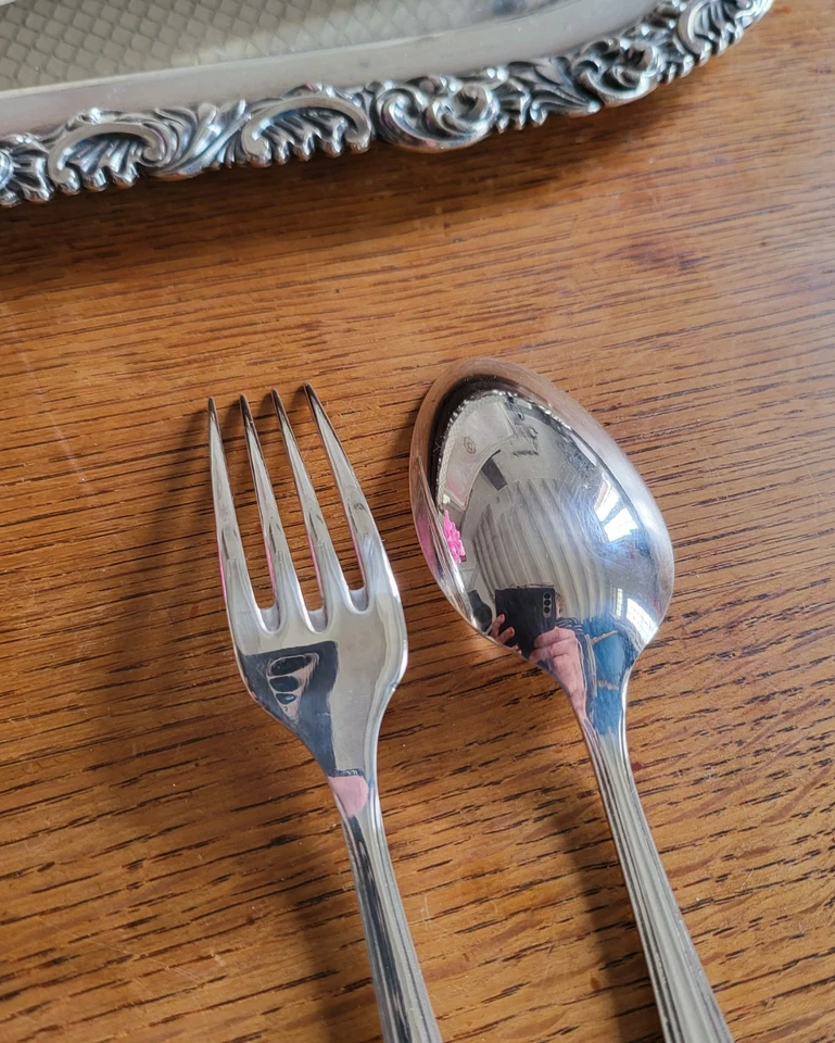 Couverts de Baptême en métal argenté APOLLO cuillère et fourchette - Photo 4/4