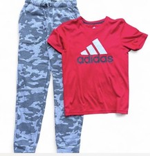   Adidas red Shirt camo joggers and t-shirt set Size 10/12  