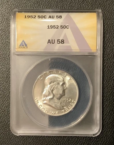 1952 Franklin Half Dollar AU 58 ~ ANACS Graded