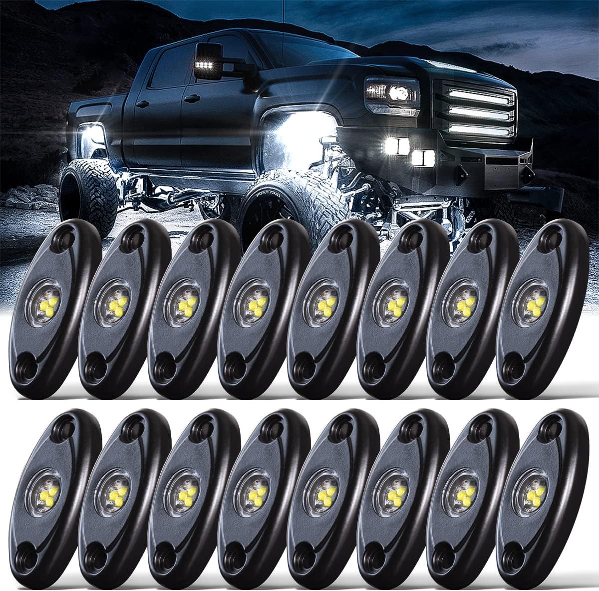 Pure White Rock Lights 16PCS High Power LED R1