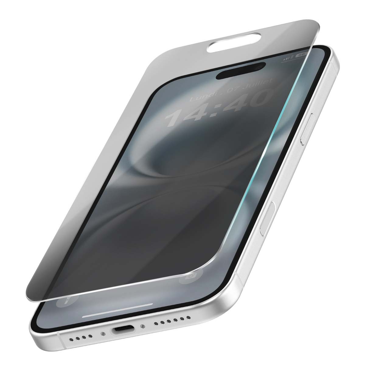 Verre trempé iPhone 16 anti-espion Avizar - Protection écran noir
