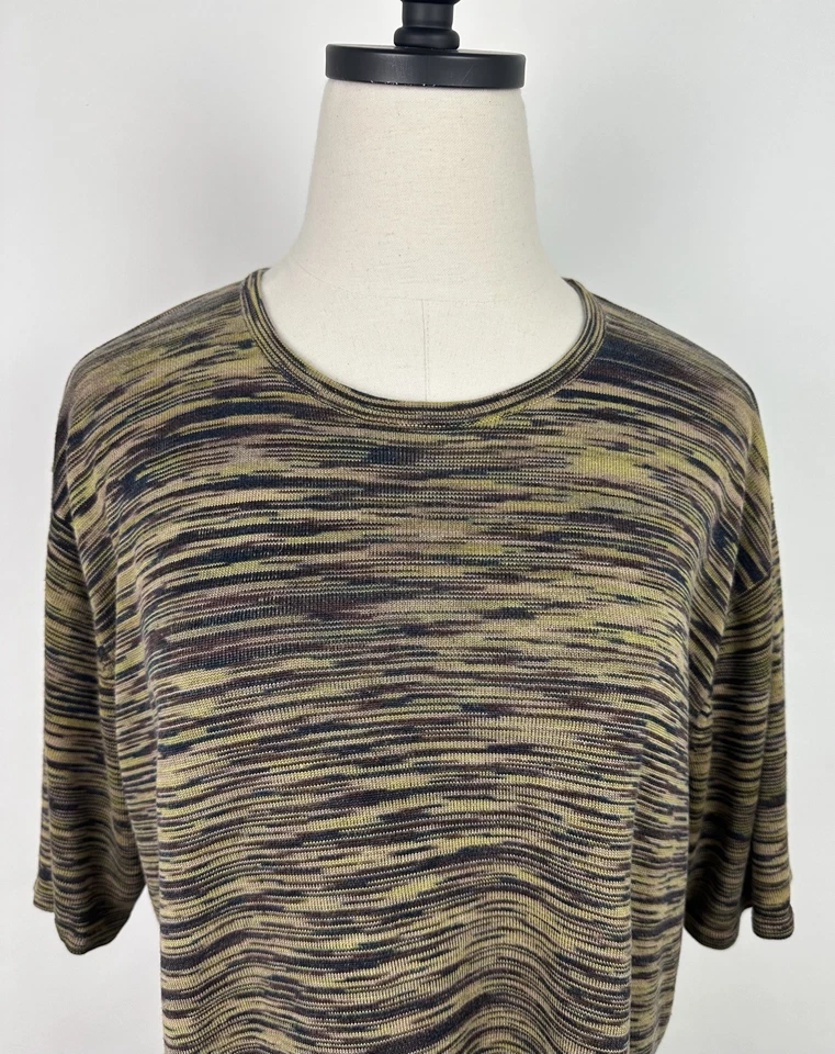 Camiseta Tejida Seda Vintage Años 90 Para Mujer XL Tono Tierra Teñida Espacial Calce Cuadrado Grunge Foto 2 de 4