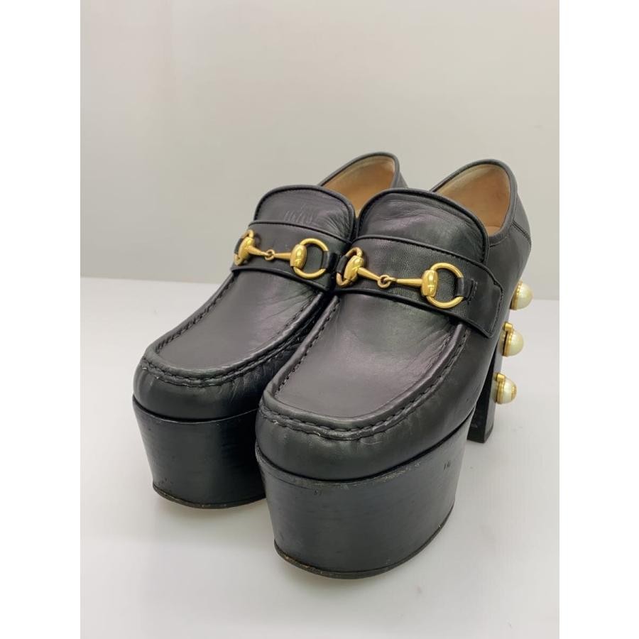 GUCCI Gold Hardware Leather Loafers Dress Shoes Size:37.5/JP:24.5 141150K Authen