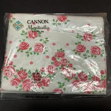 Vintage NOS Cannon Monticello Muslin 1 Full Flat Sheet ~pink Floral