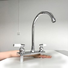 8'' RV Kitchen Sink Faucet Double Handle Mixer Taps Stainless Steel-Outlet-Pipe