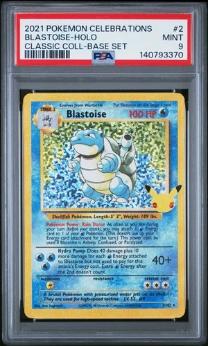2021 POKEMON CELEBRATIONS CLASSIC COLLECTION #2 BLASTOISE-HOLO PSA 9
