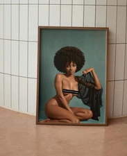 Black Woman Afro Art Print | 1970s Funky Retro Wall Art Décor