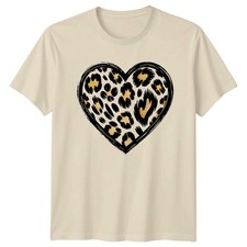Wild About Leopard Print Heart Womens T-Shirt Leopard Print Heart Animal