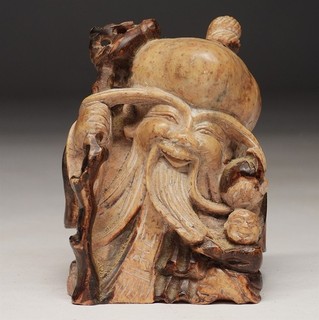 Antique C.1930's Chinese Soapstone Carving of Shoulao Figure Carving Paperweight