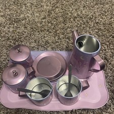 Creative Playthings Kids Aluminum 4,serving Set, Pink. Plates, Tea Cups Pot