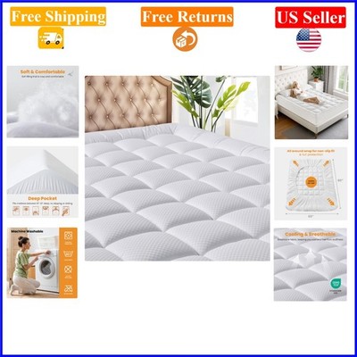 Queen Size Breathable Cooling Mattress Pad with Deep Pocket, Quilted