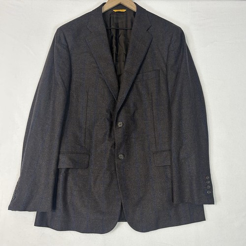 Hickey Freeman Beacon Suit 42R 36x28 Gray Blue Stripe Worsted Wool Tweed USA - Picture 4 of 24