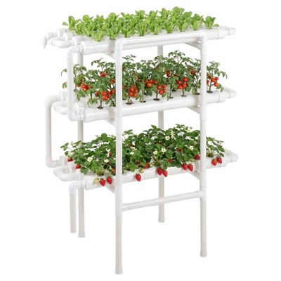 Hydroponic Grow System: 3-Level UPVC Pipes, 108 Slots, Auto Irrigation for Home