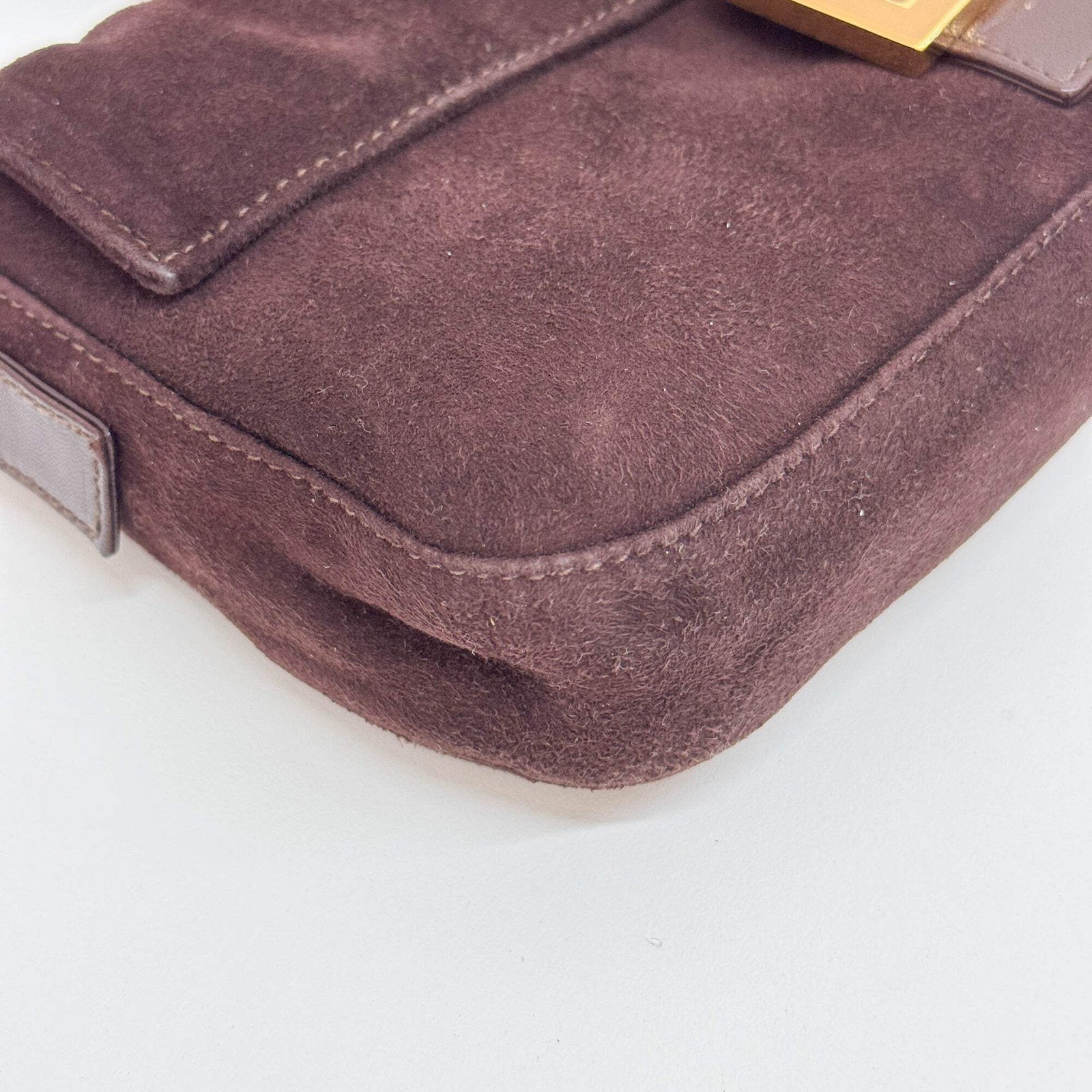 FENDI Baguette Brown Suede Shoulder Bag thumbnail 9