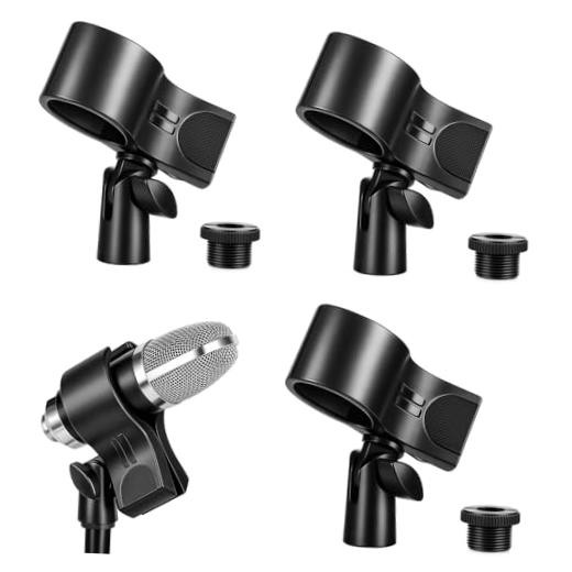 3 Pcs Large Black Microphone Clips Adjustable Mic Holder for Microphones with