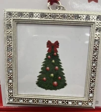 2025 Metal Mini Photo Picture Ornament Silver Square. By Studio Decor