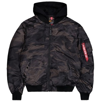 Alpha Industries Bomberjacke MA-1 ZH Back EMB Camo Black Camo Herren Kapuze