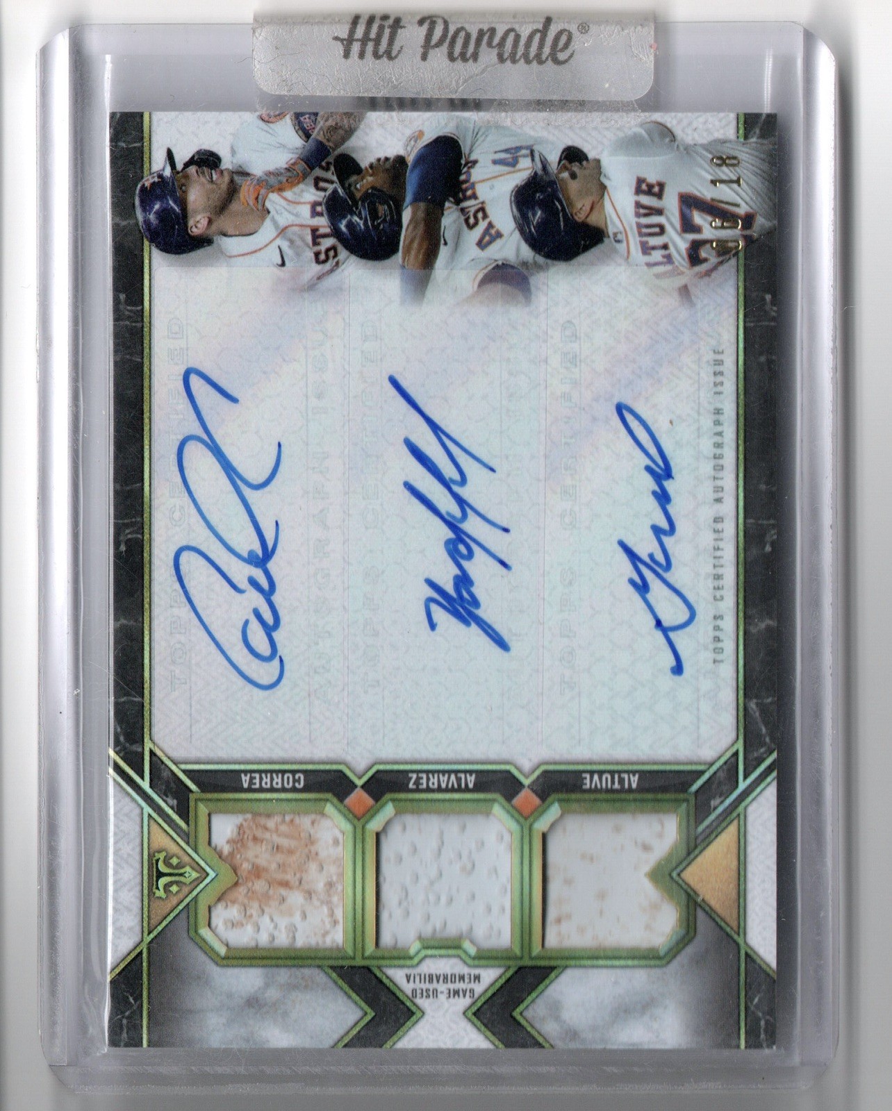 2021 Topps Triple Threads Correa Alvarez Altuve Triple Auto Relic /18 Astros