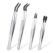 4Pcs Tweezers Set with Rubber Tips Tweezers PVC Coated Tweezers, Rubber Fine P..