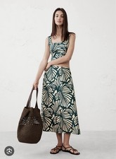 Falda midi Banana Republic mezcla de lino talla 4 nueva con etiquetas RT$100