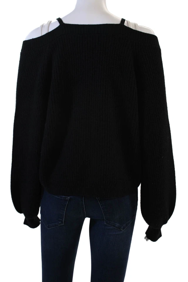 Cárdigan Cami NYC Mujer Negro Cuello en V Lana Merino Botón Talla M Foto 3 de 4