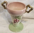 Hull Pottery, Tokay Line, 2 Handled 7" Vase, Embossed Grapevine Design Model #2