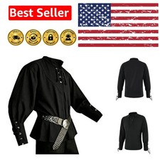 Men's Medieval Pirate Shirt: Authentic Lace-Up Costume for Halloween Parties