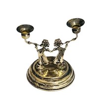 800/- Silber Mini Kerzenst&auml;nder, Kandelaber, Engel Antik, Handarbeit.