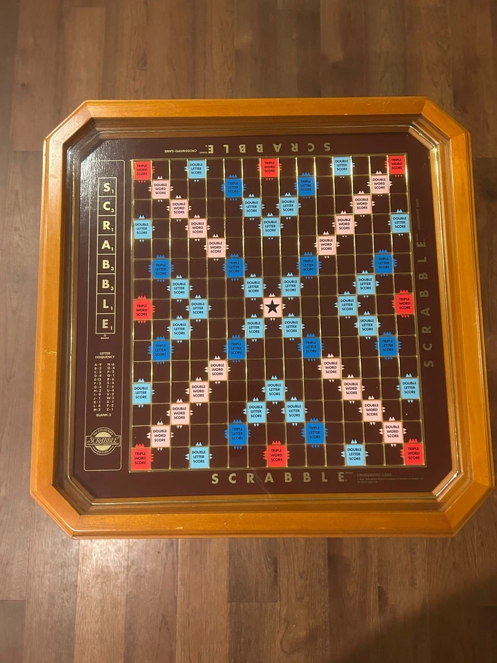 Franklin Mint Azulejo Dorado Scrabble Edición Coleccionista Mesa Giratoria Vidrio Edición Superior Foto 2 de 4