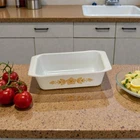 Vintage Pyrex Gold Butterfly Loaf Pan 913 8.5 X 4. 5 X 2.5 Gold White
