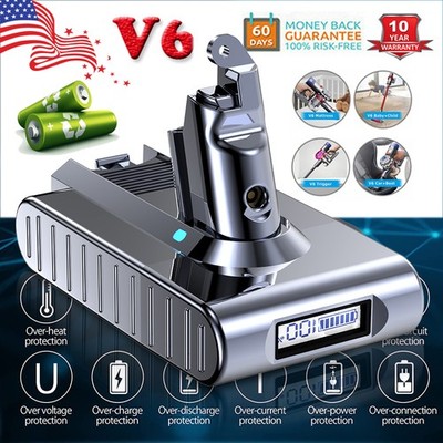 5500mAh Replacement V6 Battery For Dyson V6 Animal SV03 SV04 SV08 w/ LED Display
