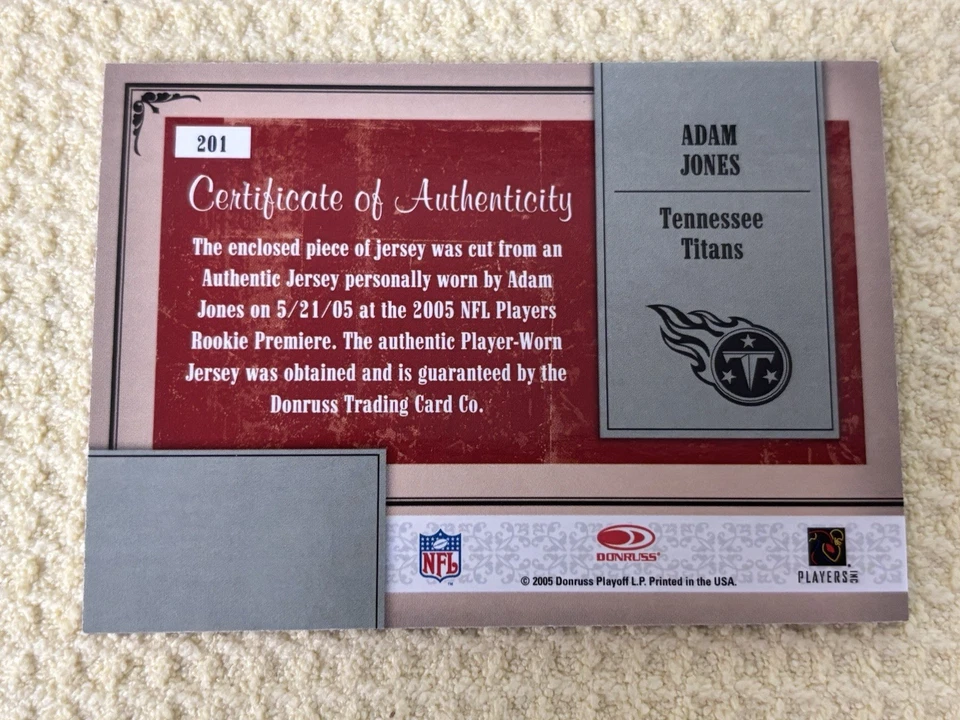 2005 Throwback Threads #201 Adam Jones RC Jersey FB - Image 2 of 2