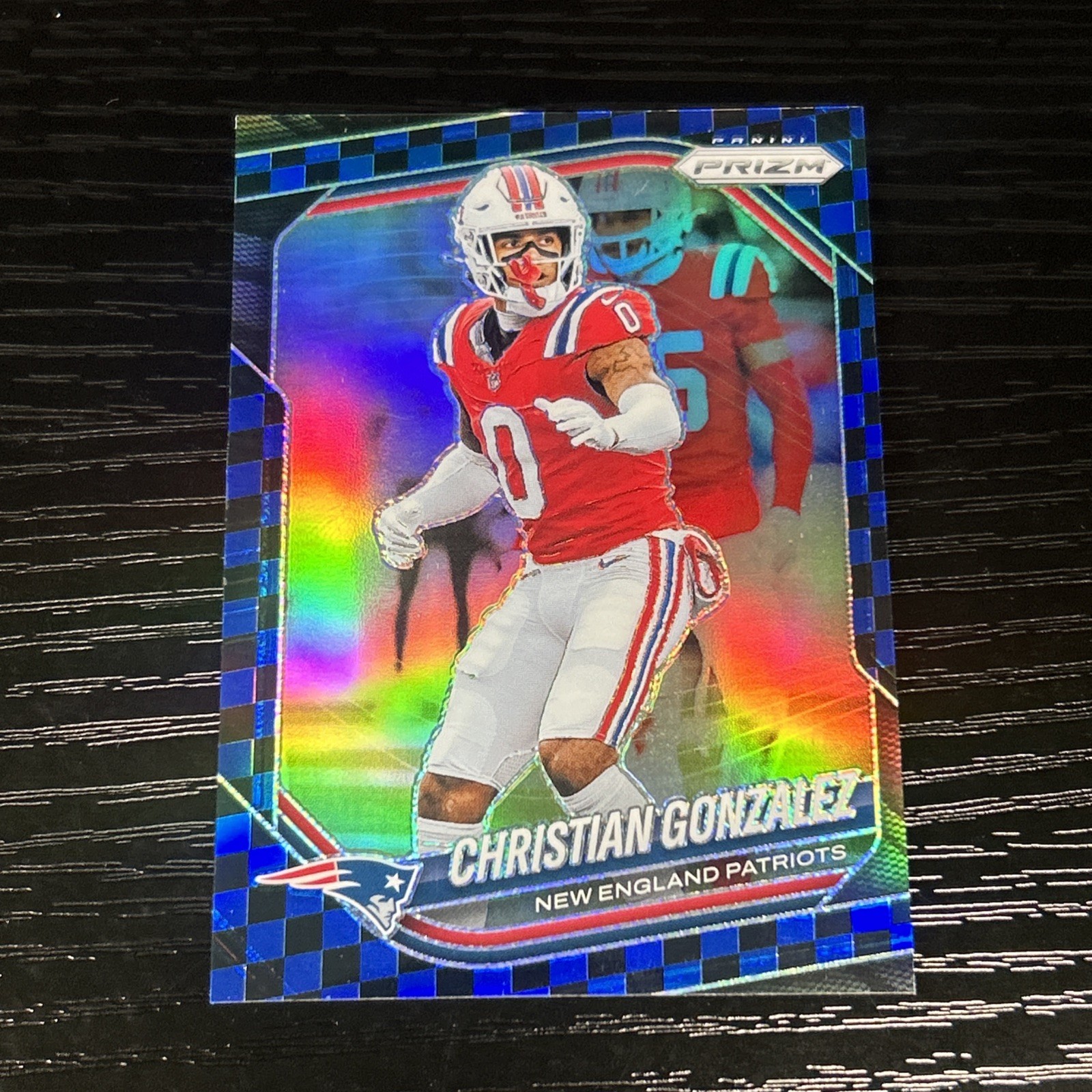 Panini 2025 Prizm Christian Gonzalez #176 Blue Checker Prizm Patriots