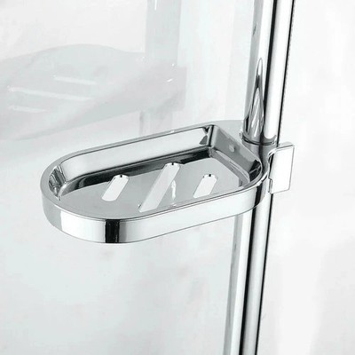 Silber Seifenschale für Dusche Steigstange verstellbar Schieber Seifenhalter Ablage Gadget
