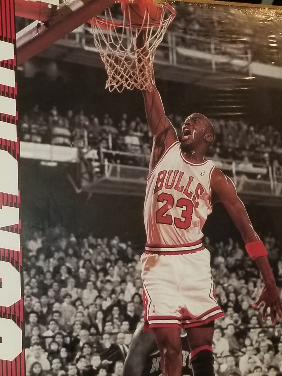 VINTAGE 1990 STARLINE NBA CHICAGO BULLS MICHAEL JORDAN DUNK POSTER