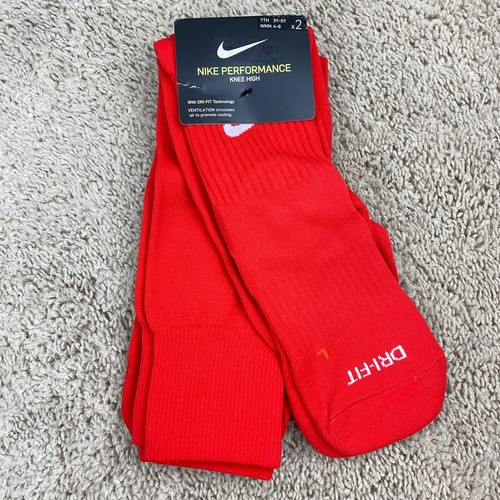 Nike Over The Calf Socks University Red/White 2 Pack Women’s 4-6 Youth 3Y-5Y New - Picture 1 of 5